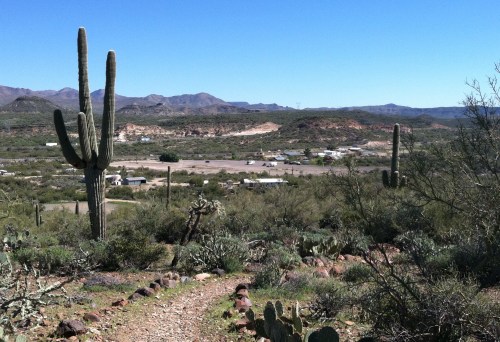 There we are in the center of the picture, in that parking lot below.